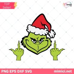 Grinch Merry Fucking Christmas SVG, Grinch Middle Finger SVG, Grinch Face SVG PNG DXF EPS