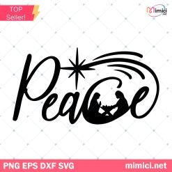 Peace With Christmas Nativity Scene SVG, Peace With Christmas Nativity Scene SVG PNG EPS DXF Files Cricut Silhouette Cameo