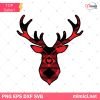 Plaid Christmas Deer SVG, Buffalo Plaid Reindeer SVG, Reindeer SVG