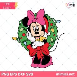 Minnie Mouse Christmas Wreath SVG, Minnie Mouse Christmas SVG, Minnie Mouse SVG