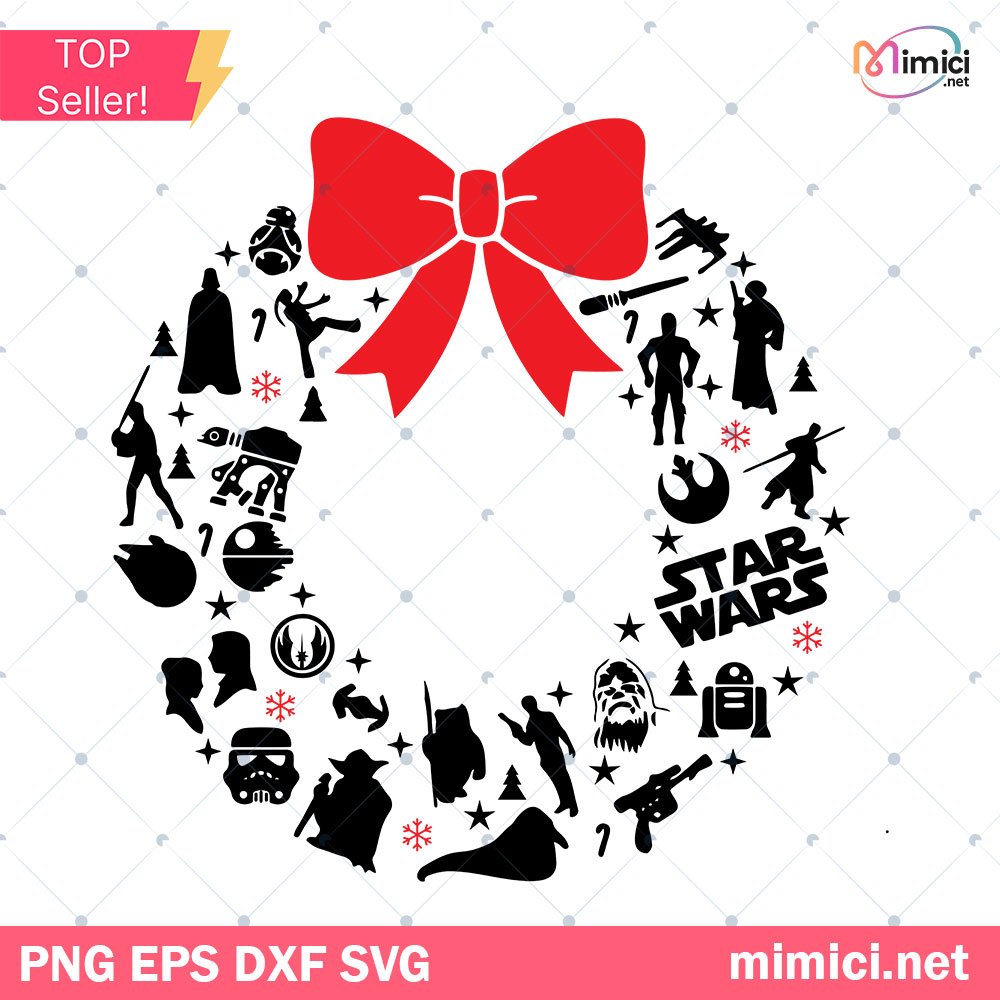 Star Wars Christmas SVG, Vector Christmas Wreath SVG, Star Wars Christmas Wreath PNG