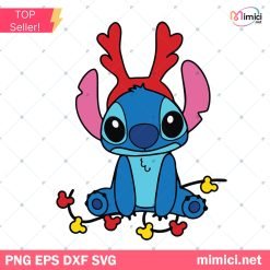 Stitch Reindeer Svg, Disney Christmas Svg, Stitch Christmas Lights Svg, Stitch Svg, Reindeer Svg