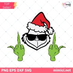 Grinch Giving the Finger Svg, Grinch Middle Finger Svg, Grinch Hands Fuckk Them Kids Svg