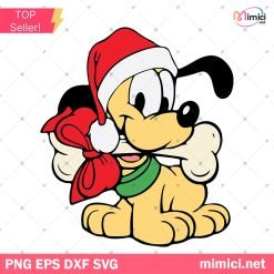 Christmas Baby Pluto SVG, Pluto SVG, Baby Pluto Santa Hat SVG PNG DXF EPS Cut Files For Cricut Silhouette