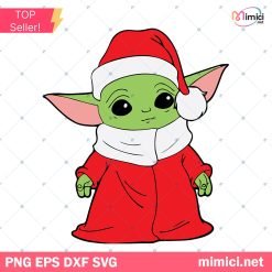 Baby Yoda Christmas Svg, Baby Yoda Svg, Star Wars Christmas Svg, Baby Yoda Santa Claus Hat Svg