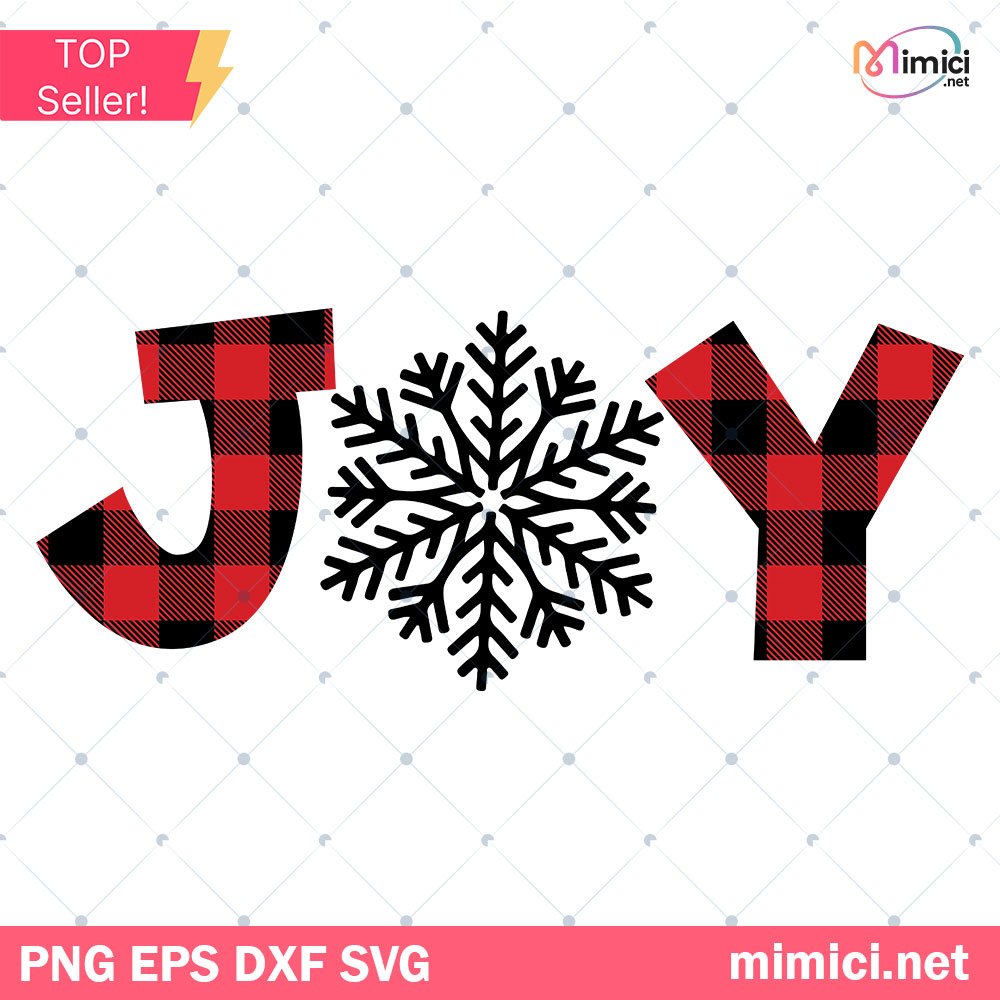 Buffalo Plaid Joy Snowflake SVG, Joy SVG, Snowflake SVG, Merry Christmas SVG, Christmas SVG, Christmas Sign Silhouette, Cricut File