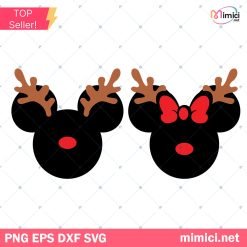 Mickey Reindeer SVG, Minnie Reindeer SVG, Reindeer SVG, Mickey Minnie Mouse Christmas Reindeer SVG, Christmas SVG Bundle
