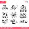 Christmas Ornaments SVG Bundle, Christmas Quotes SVG, Jingle SVG, Let It Snow SVG, Faith SVG, Hope SVG, Joy To The World SVG, Believe SVG