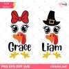 Funny Turkey Face SVG Bundle, Turkey Face Monogram SVG, Girl Turkey Face Bow SVG, Turkey Head SVG