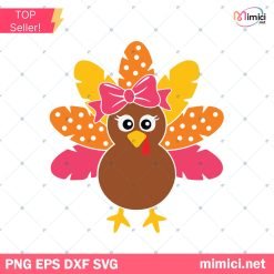 Thanksgiving Turkey SVG, Turkey With Bow SVG, Girl Turkey SVG, Turkey Face SVG