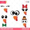 Turkey Face SVG, Turkey SVG Bundle, Thanksgiving Day SVG, Turkey With Bow SVG, Pilgrim Turkey SVG