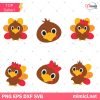 Turkeys SVG Bundle, Baby Turkey SVG PNG Clipart, Boy Girl Turkey SVG, Turkey Face SVG, Thanksgiving Turkey SVG