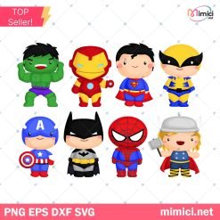 Bundle 8 Superhero Marvel Svg, Superheroes Clipart, Superhero Clip Art, Cute Superhero, Free SVG on Request