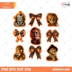 Coquette Horror Characters Halloween Bow Png, Creepy Coquette Png, Spooky Season Png