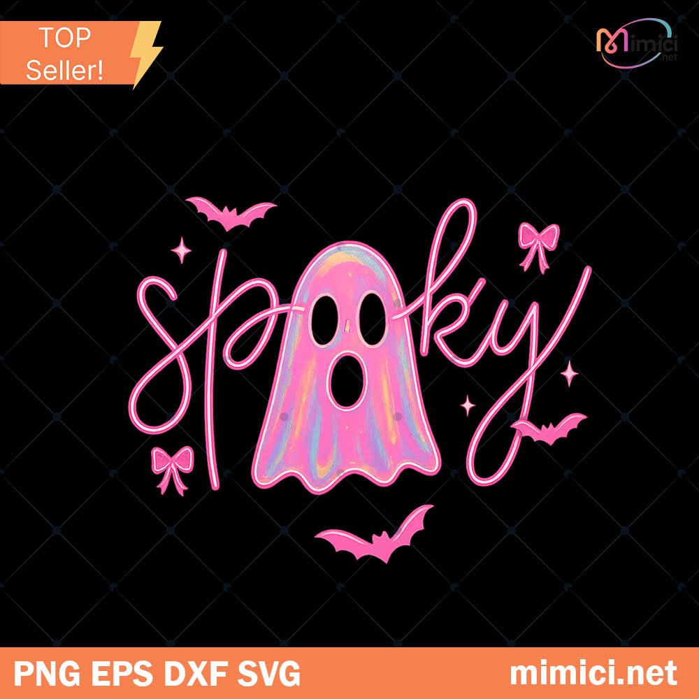 Cute Pink Neon Spooky Ghost Png
