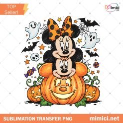 Halloween Coquette Bow Mouse PNG, Mickey Minnie Pumpkin PNG