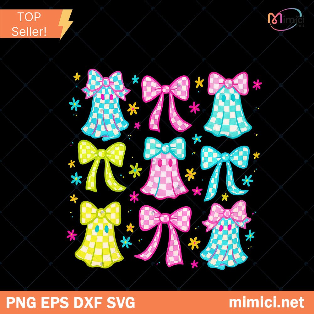 Halloween Ghost Neon Png, Preppy Halloween Png, Cute Boo Ghost Coquette Png