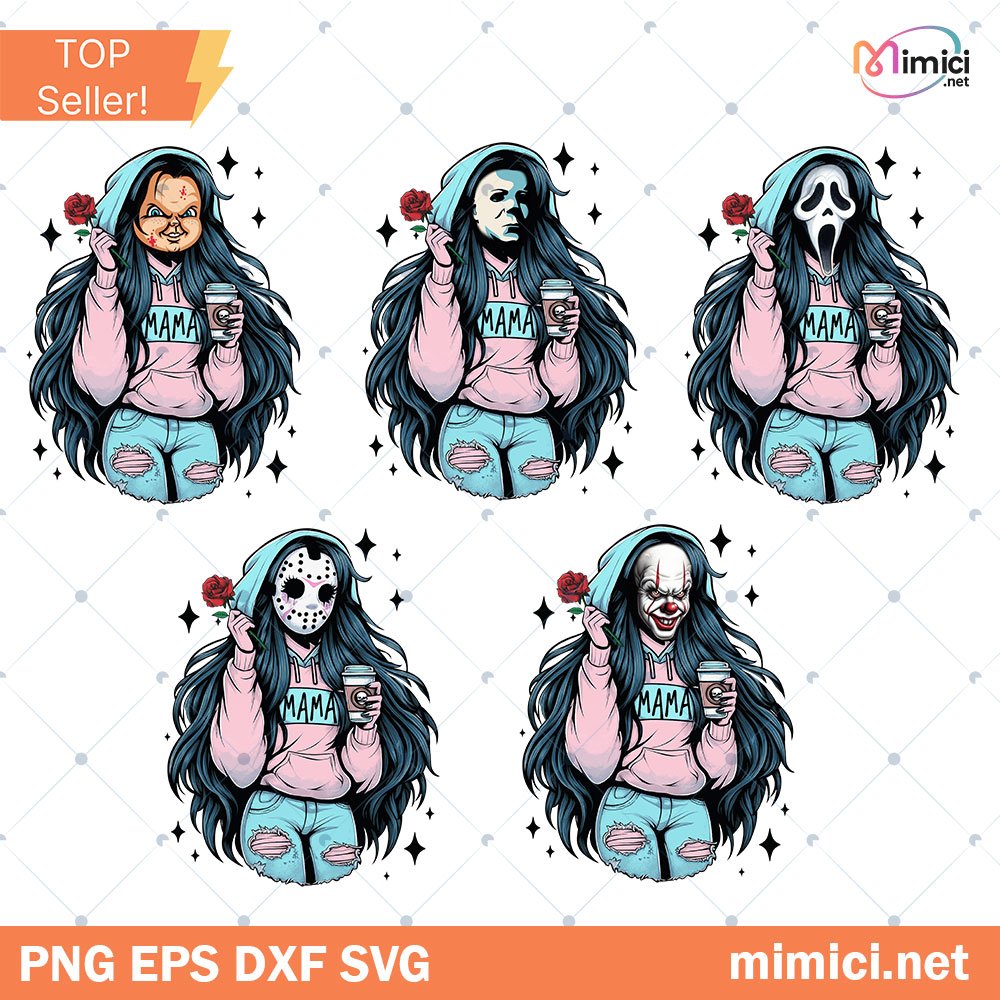 Mama Halloween Horror Girl Bundle PNG