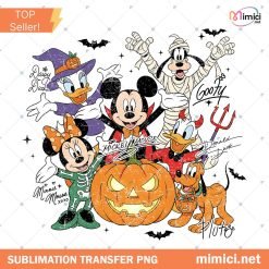 Retro Mickey & Friends with Signs Halloween PNG