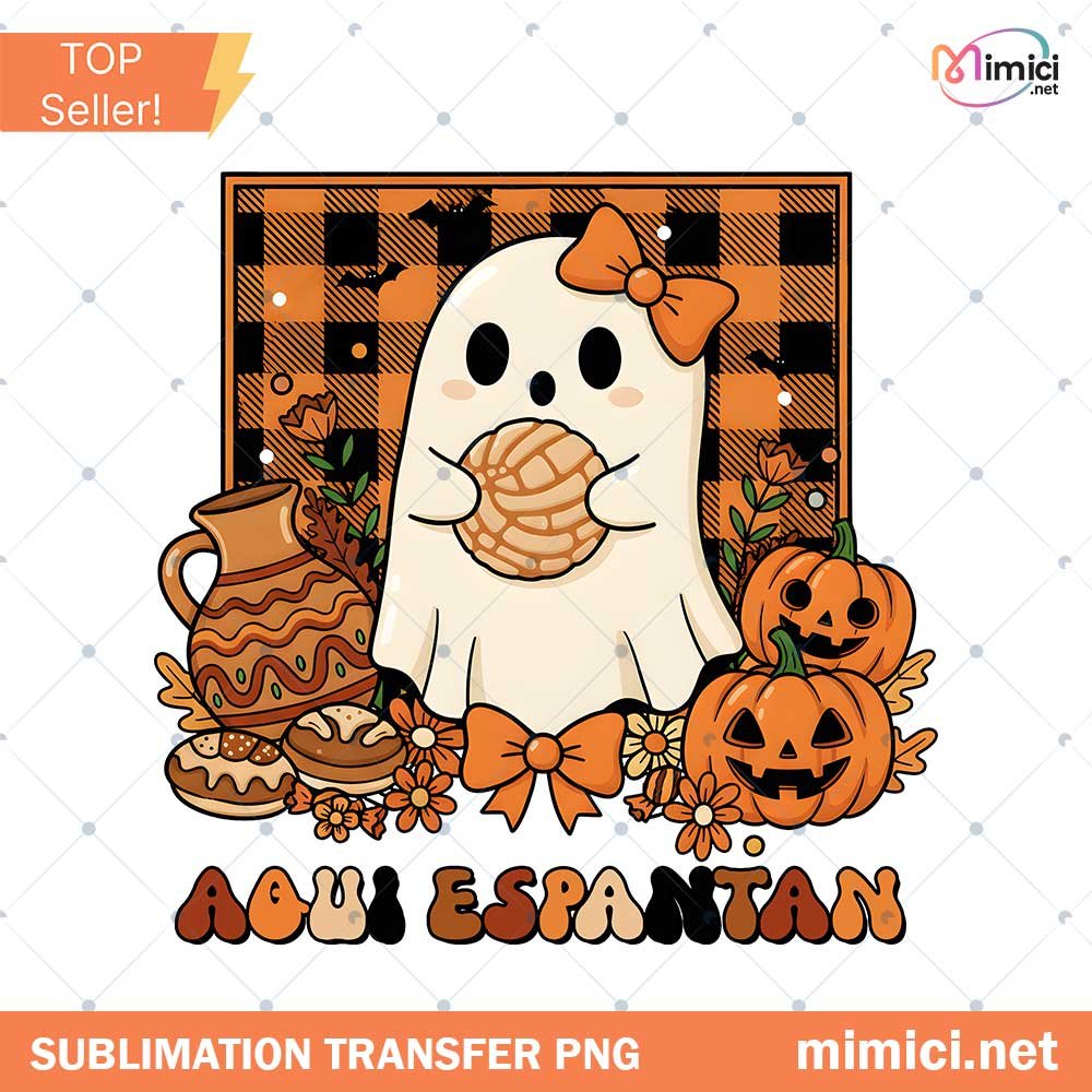 Aqui Espantan Png, Ghost Halloween Png, Spanish Halloween Png, Spooky Latina Png