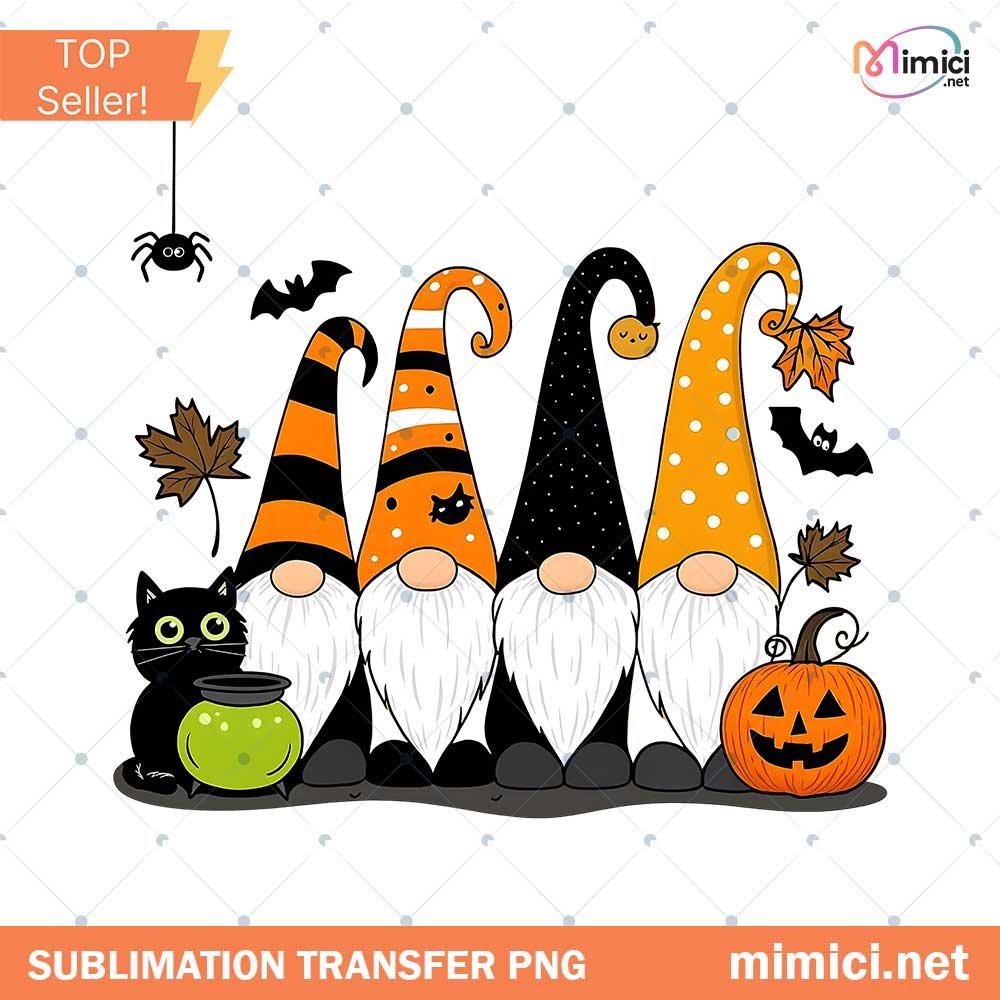 Halloween Gnomes PNG, Halloween Gnomes T-Shirt Design, Halloween Funny PNG