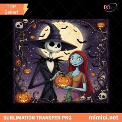 Nightmare Halloween 20oz Skinny Tumbler PNG, Break Through Halloween Wrap Design, Holiday Couple Tumbler Sublimation Digital File