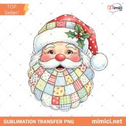 Patchwork Santa Claus Png, Christmas Santa Claus Png, Retro Christmas Png
