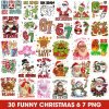 Funny Christmas Meme SIX Seven Png Bundle, Santa Says 67 Clipart Png, 67 Xmas Png, Viral 6 7 Funny Joke Clipart,Viral Gen Alpha Meme Designs