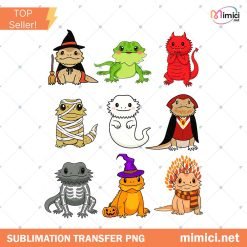 Bearded Dragon Cute Bunny Halloween PNG