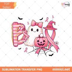 Boo Halloween Pumpkin Tee png, In October We Wear Pink Png, Pink Ribbon Witch Png, Breast Cancer Awareness Png, Halloween Pink Ghost png