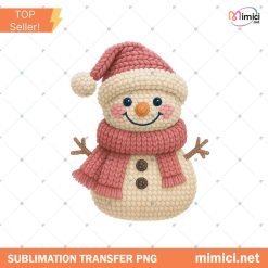Christmas Crochet PNG, Faux Yarn Crochet Snowman PNG, Christmas Sublimation Design Christmas Shirt Png Christmas Snowman Png Pink Snowman Png