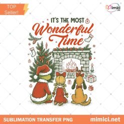 Christmas Time with Grinch PNG, It's The Most Wonderful Time PNG File, Christmas PNG, Vintage Christmas png file, Retro Christmas