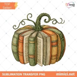 Fall Book Pumpkin PNG, Retro Autumn Reading Sublimation Design, Librarian Halloween PNG, Cozy Pumpkin Season Digital Download for Teachers