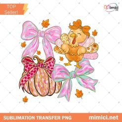 Floral Fall Turkey Coquette Png, Thanksgiving Gobble PNG, Preppy Pumpkin Bow Png, Pink Pumpkin Brushstroke Png, Fall Coquette Bow Png