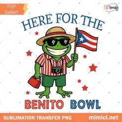 Here For The Benito Bowl 2026 Frog Puerto Rican Flag PNG
