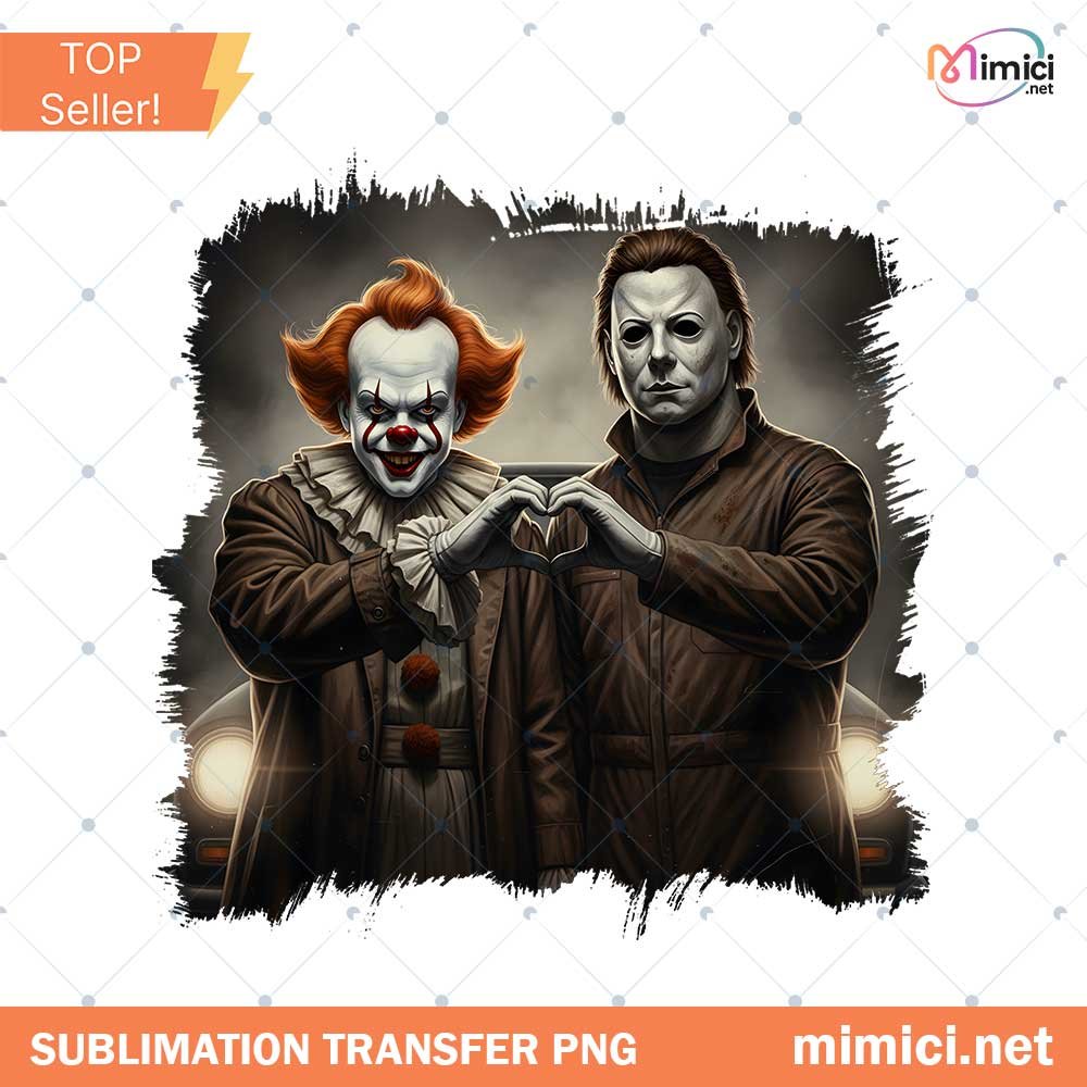 Horror Movie Friends PNG, Funny Horror Movie Vintage Halloween Clipart