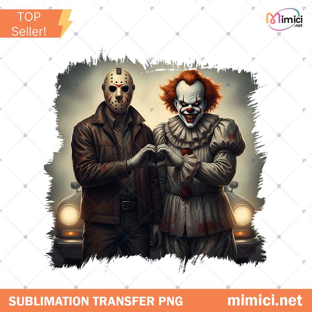 Horror Movie Friends PNG, Vintage Halloween Clipart