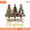 Howdy Christmas PNG, Western Gold Glitter Leopard Tree Sublimation Design