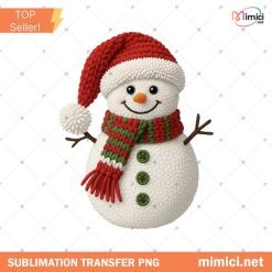 Latch Hook Yarn Crochet Snowman Design PNG, Christmas Winter Holiday