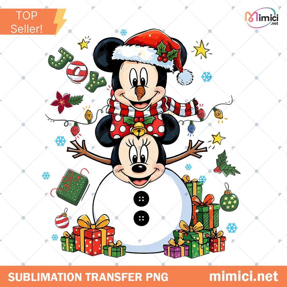 Magical Mouse Snowman PNG, Merry Christmas Png, Magical Cartoon PNG, Preppy Christmas Png, Magical Kingdom Png, Mouse Xmas Png
