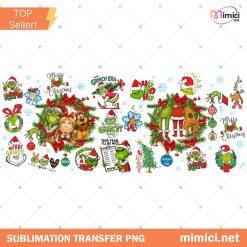 Merry Christmas Green 11oz Mug Wrap PNG, Retro Mean Guy Xmas Mug Design, Funny Holiday Movie Mug PNG, Digital Sublimation Download