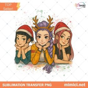 Merry Christmas Huntrix Kpop Girls Band Png, Girls Movie Kpop Png, Christmas Huntrix PNG