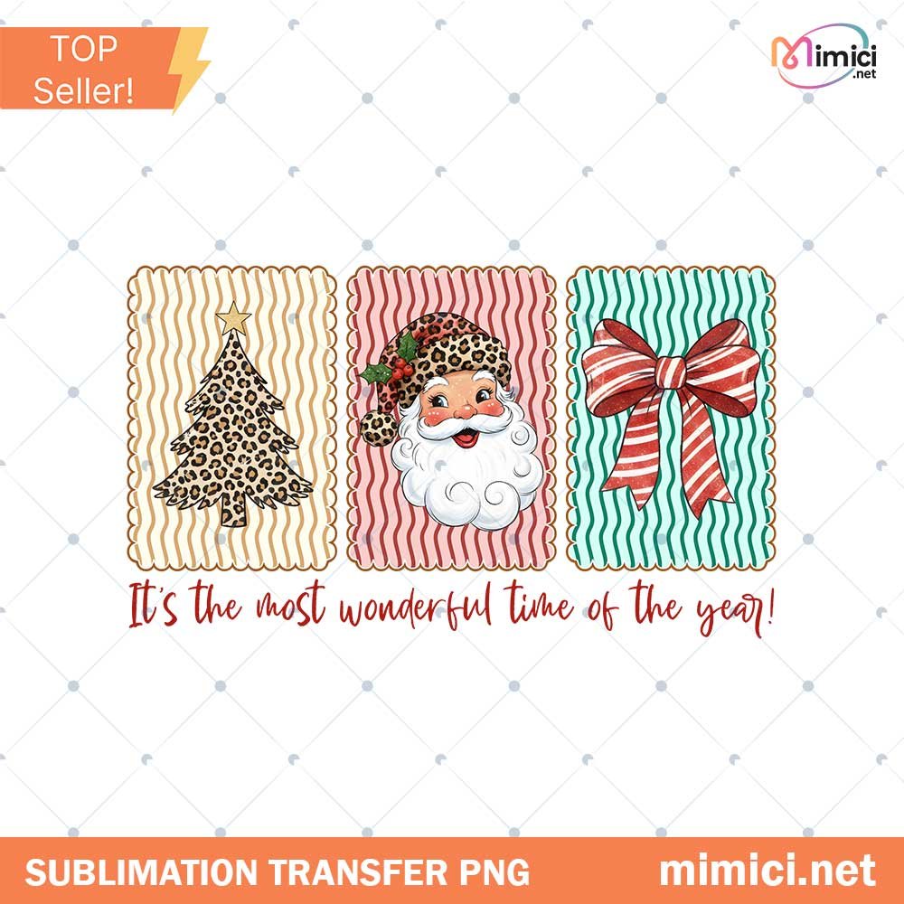 Preppy Christmas PNG, Retro It's the most wonderful time of the year PNG, Christmas Doodle Design