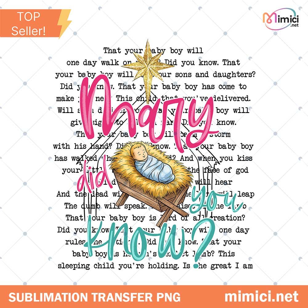 Preppy Mary Did You Know PNG, Doodle Font Christmas PNG, Faith Typewriter Quote, Christian Christmas Bible Verse Digital Download