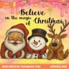 Retro Christmas Believe In The Magic Tumbler 20oz Png, Santa Claus Design, Reindeer Holiday Art, Whimsical Holiday Friends Tumbler Wrap