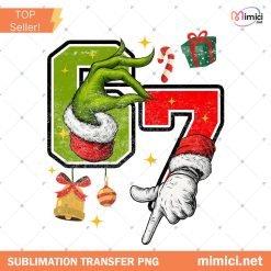 Six Seven 6 7 Grinch Christmas PNG, Trendy Christmas Meme PNG