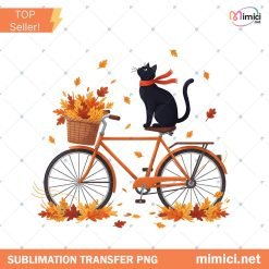 Vintage Fall Vibes Black Cat PNG, Retro Autumn Cat PNG