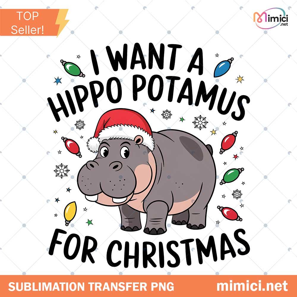 I Want a Hippopotamus for Christmas Png, Hippopotamus Christmas Png, Cute Christmas Png, Funny Christmas Png, Holiday Png, Funny Holiday Png