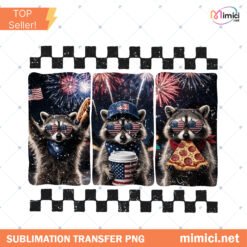 4Th Of July Raccoon PNG Patriotic American Flag Raccoon Retr Preview