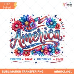 America Daisy Brushstroke PNG Patriotic Faith Design July 4T Preview